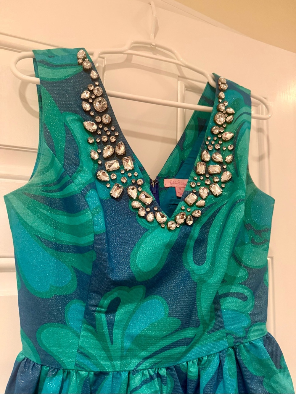 RARE Lilly Pulitzer Turquoise/Teal Dress with Rhinestones - Picture 2 of 4